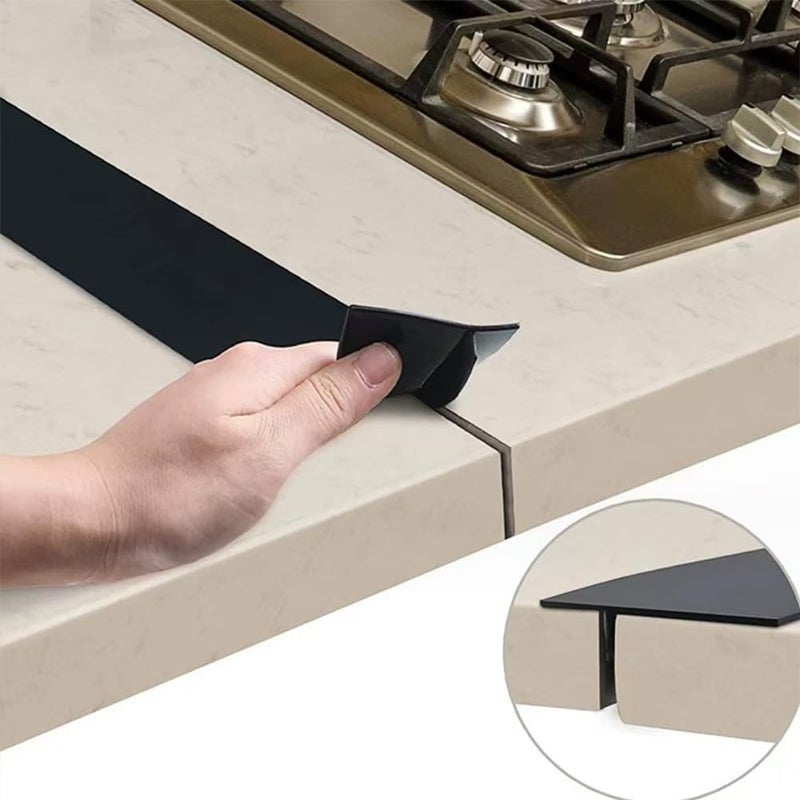 jaexest 2-Piece Black Silicone Kitchen Stove Cover Countertop Gap Filler Length 21 inches Easy to clean Seals spills between oven kitchen cabinets and stovetop countertops - Image 2