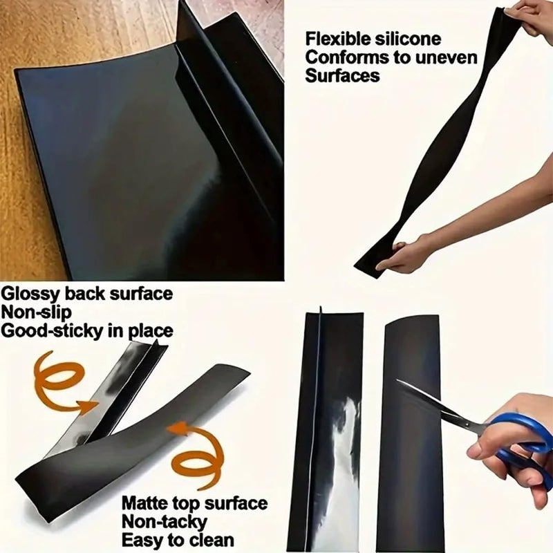 jaexest 2-Piece Black Silicone Kitchen Stove Cover Countertop Gap Filler Length 21 inches Easy to clean Seals spills between oven kitchen cabinets and stovetop countertops - Image 3