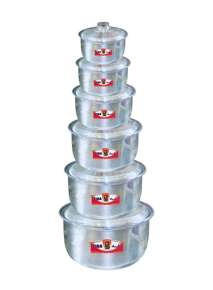 Tiba Egyptian aluminum cookware set, 6 pieces, delicious, practical, easy to clean, and of high quality. - Image 1