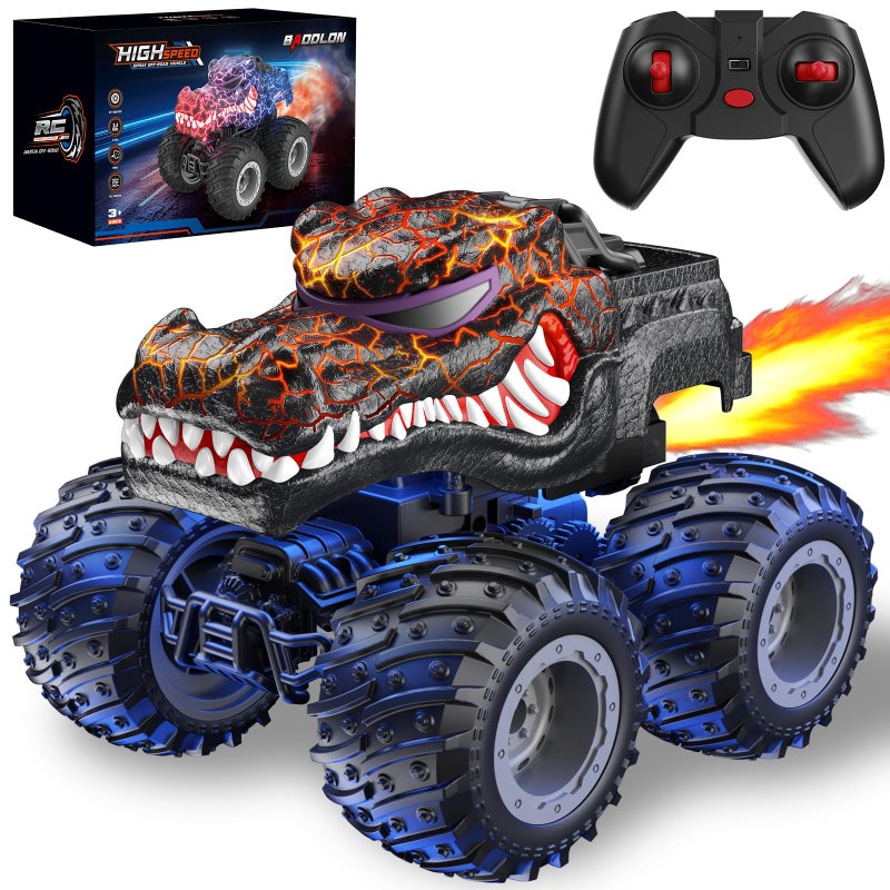 BAODLON Remote Control Monster Car 24GHz RC Crocodile Monster Truck Toys for 3 4 5 6 7 8 Years Old Boys Kids All Terrain RC Truck Off Road with Spray Light Rechargeable Battery Christmas Birthday Gifts - Image 3