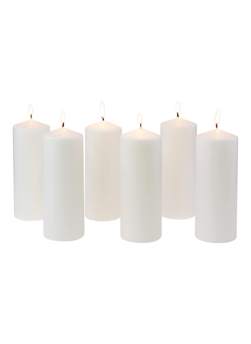 Generic Set of Long Burning Unscented Pillar Candles 3x10 inch White  - Image 4