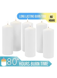 Generic Set of Long Burning Unscented Pillar Candles 3x10 inch White  - Image 5