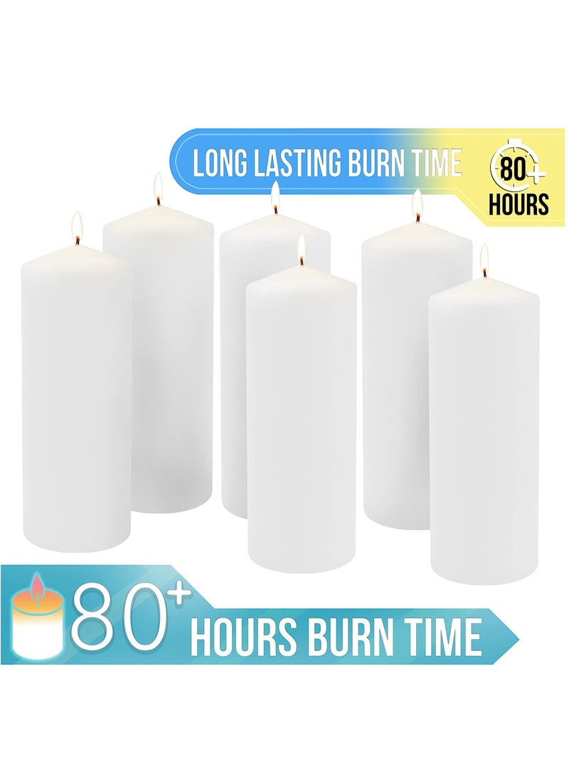 Generic Set of Long Burning Unscented Pillar Candles 3x10 inch White  - Image 5