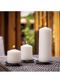 Generic Set of Long Burning Unscented Pillar Candles 3x10 inch White  - Image 3