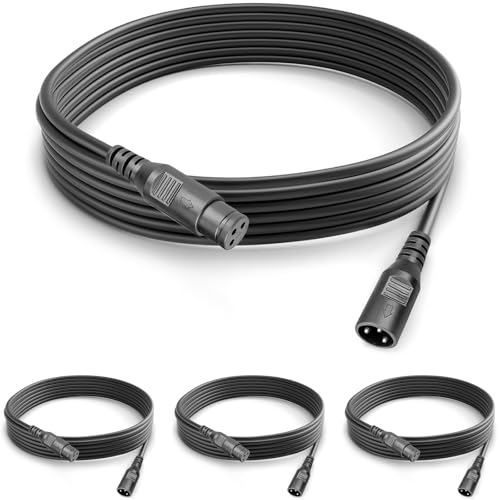 MADOWL 4 Packs 3 Pin XLR Cables Male Female XLR Patch Cable, XLR Cable 10ft 3m DMX Wire Extension Connectors Male and Female, DMX Cable with 3 Pin Connector for Stage Lights Moving Head Light LED Par Light - Image 1