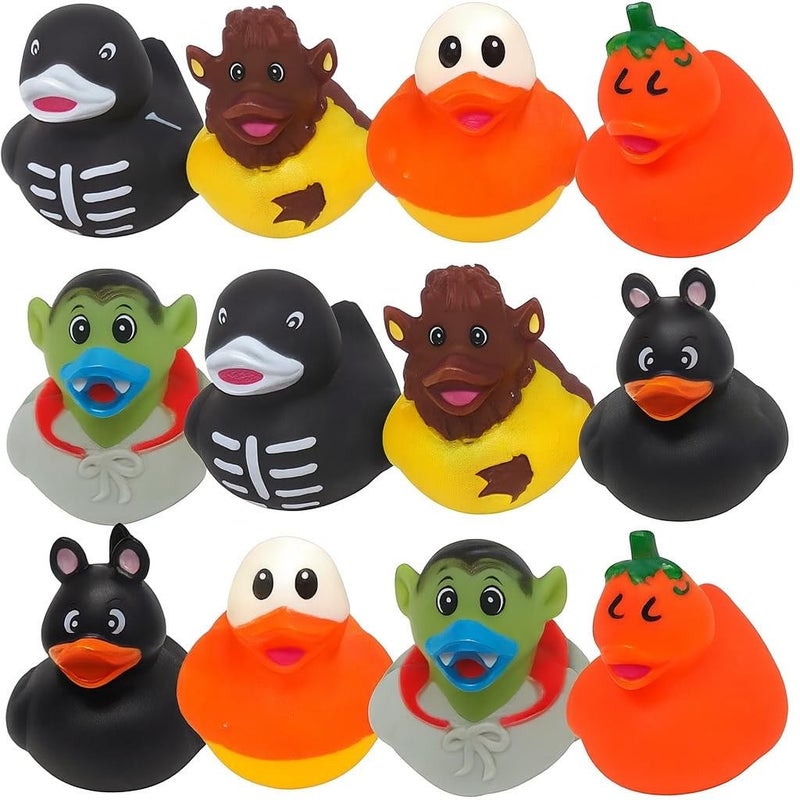 ArtCreativity 12PCS Assorted Halloween Rubber Ducks for Jeeps, Variety of Mini Rubber Halloween Characters, Trick or Treat Supplies, Goodie Bag Fillers, Party Favors, Halloween Themed Bathtub Toys - Image 1