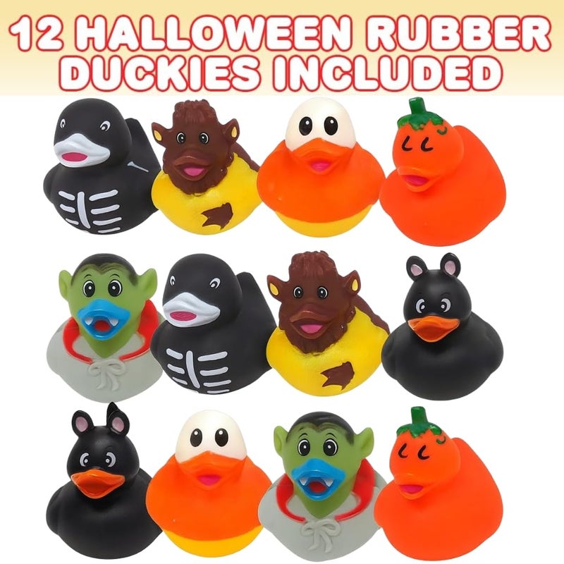 ArtCreativity 12PCS Assorted Halloween Rubber Ducks for Jeeps, Variety of Mini Rubber Halloween Characters, Trick or Treat Supplies, Goodie Bag Fillers, Party Favors, Halloween Themed Bathtub Toys - Image 2