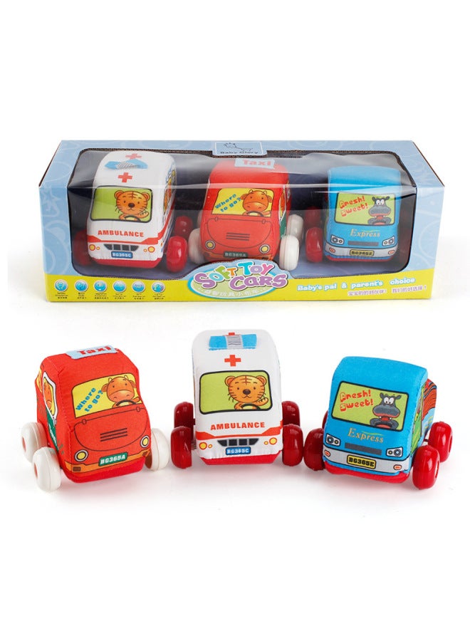 Baby Cartoon Cloth Car Toy Car Filled Cotton Removable And Washable Police Car Ambulance Children Sliding Cloth Car Toy-Color:Paragraph A - Image 1