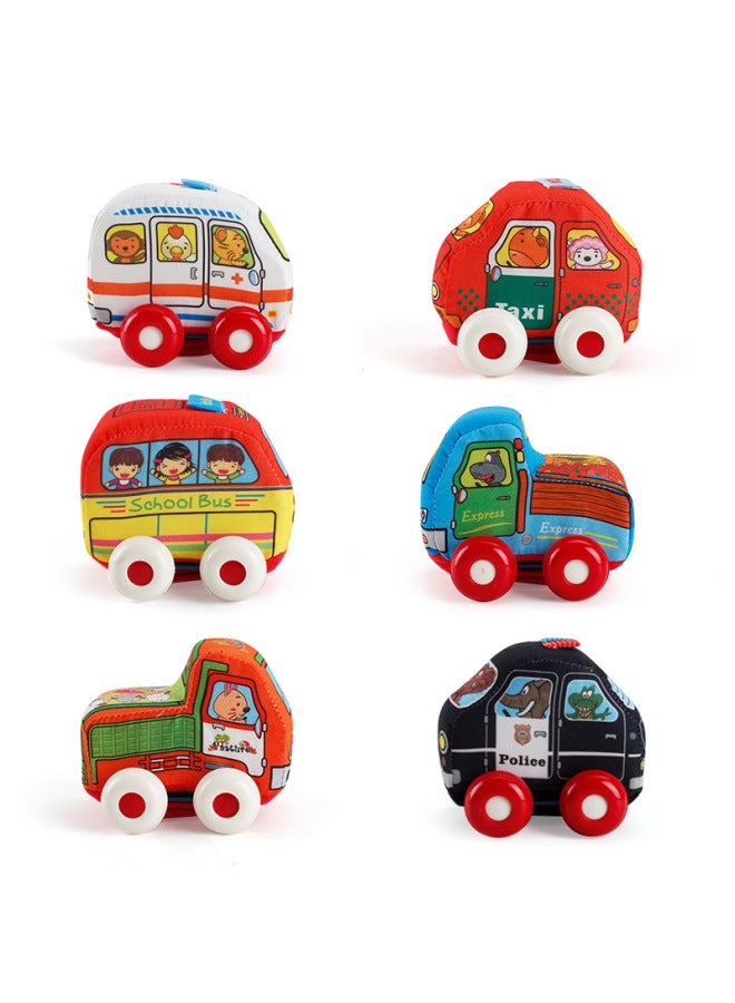 Baby Cartoon Cloth Car Toy Car Filled Cotton Removable And Washable Police Car Ambulance Children Sliding Cloth Car Toy-Color:Paragraph A - Image 3