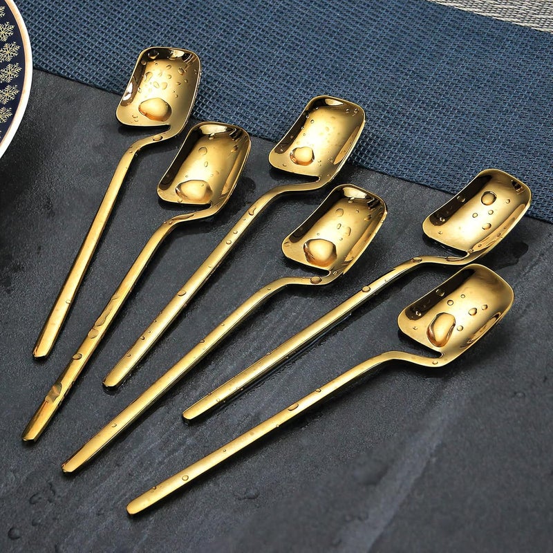 IQCWOOD Coffee Spoons, 5.6 Inches Demitasse Espresso Stainless Steel Small Spoon, Gold Teaspoons for Dessert, Sugar, Tea, Ice Cream, Set of 6 - Image 4
