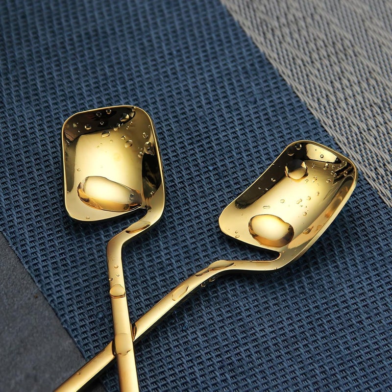 IQCWOOD Coffee Spoons, 5.6 Inches Demitasse Espresso Stainless Steel Small Spoon, Gold Teaspoons for Dessert, Sugar, Tea, Ice Cream, Set of 6 - Image 3