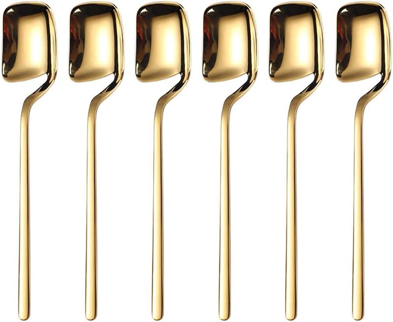 IQCWOOD Coffee Spoons, 5.6 Inches Demitasse Espresso Stainless Steel Small Spoon, Gold Teaspoons for Dessert, Sugar, Tea, Ice Cream, Set of 6 - Image 1