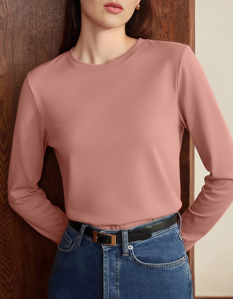 JUNEBERRY® Pure Cotton Round Neck Regular Fit Core Fashion Solid Full Sleeve T-Shirt for Women & Girls (JB_FS_REG_PK66_L) Pink - Image 5