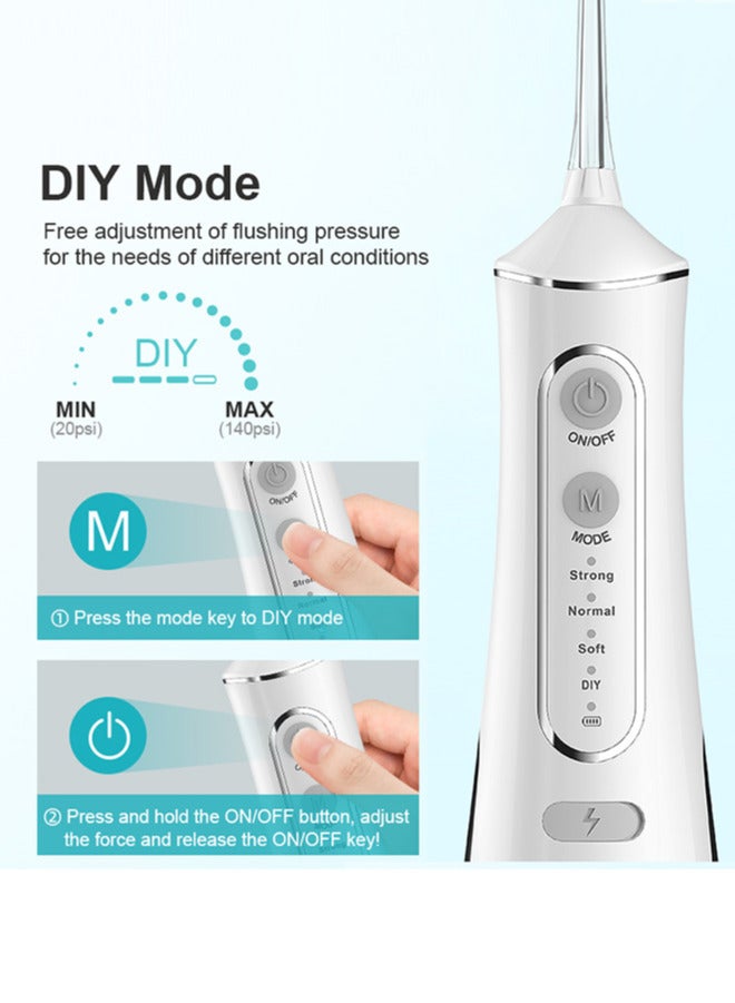 Chixing Portable Dental Water Flosser for Teeth Cleaning, Oral Irrigator with 4 Modes, 4 Scalable Jet Nozzles, IPX7 Water Resistance, 300ML Capacity - Image 3