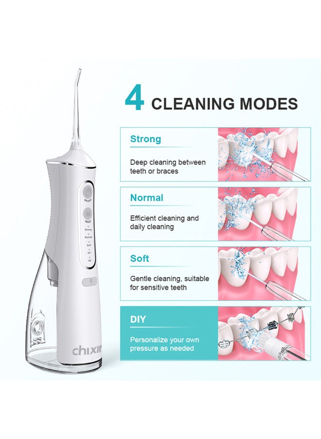 Chixing Portable Dental Water Flosser for Teeth Cleaning, Oral Irrigator with 4 Modes, 4 Scalable Jet Nozzles, IPX7 Water Resistance, 300ML Capacity - Image 5