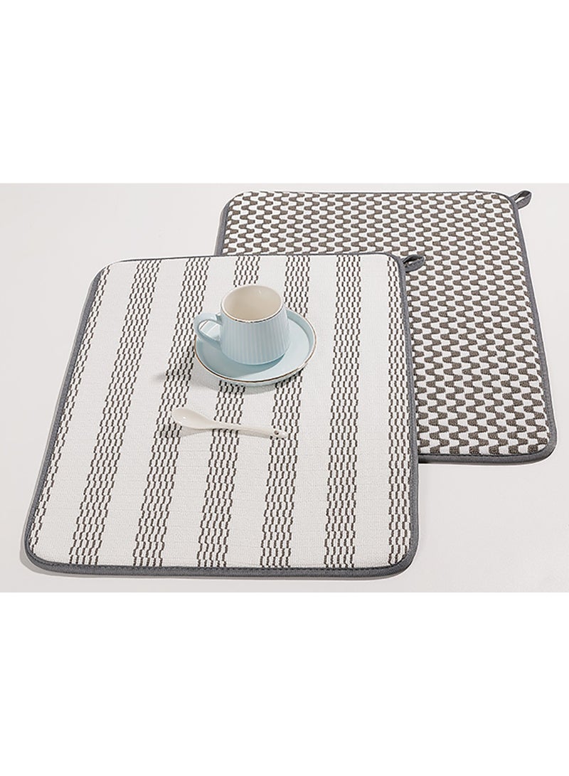 2-Pack Bamboo Charcoal Fiber Kitchen Drying Mat, Absorbent Quick Dry Mat for Utensils and Coffee Machine, 45x60cm - Image 1