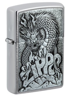 48902 200 Dragon Emblem Brushed Chrome Windproof Lighter