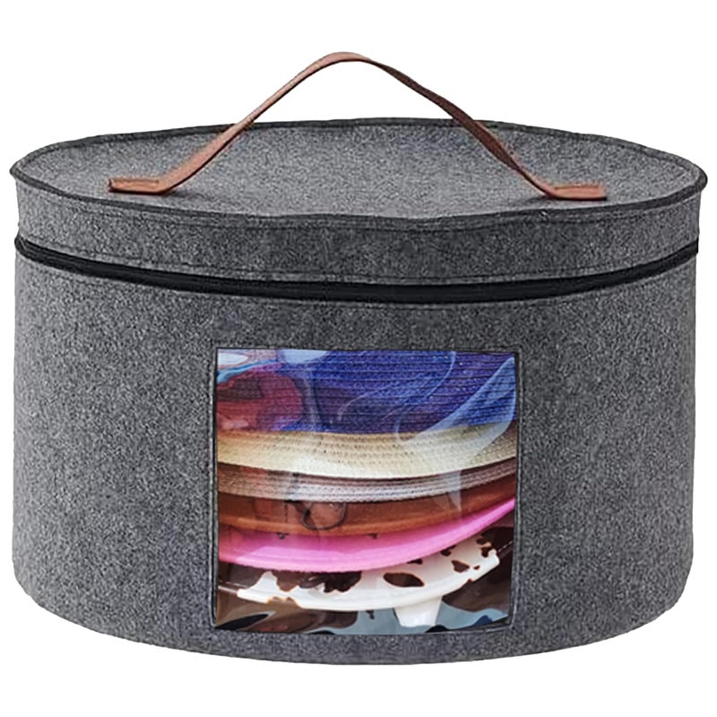 Memfish Hat BoxHats Boxes for Women Storage Travel Large Round Hat Carrier Case Organizer with Lids WideBrim Cowboy Men Cowboys Caps Clothes Closet Storage Foldable03Grey