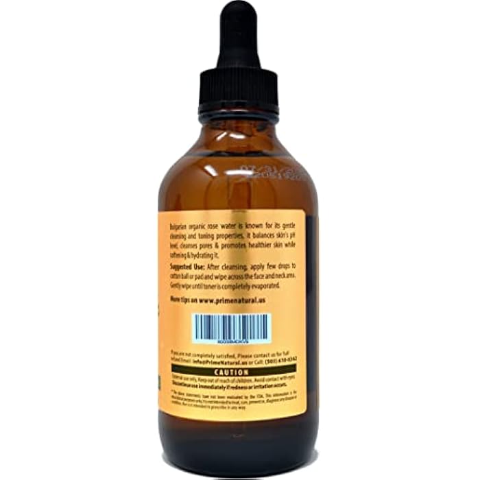 PRIME NATURAL Rose Water Spray 4oz/120ml, USDA Certified Organic, Facial Toner, Hydrating Mist for Face & Hair - Bulgarian, 100% Pure, Natural, Preservative-Free, Moisturizer from Fresh Rose Petals - Image 2
