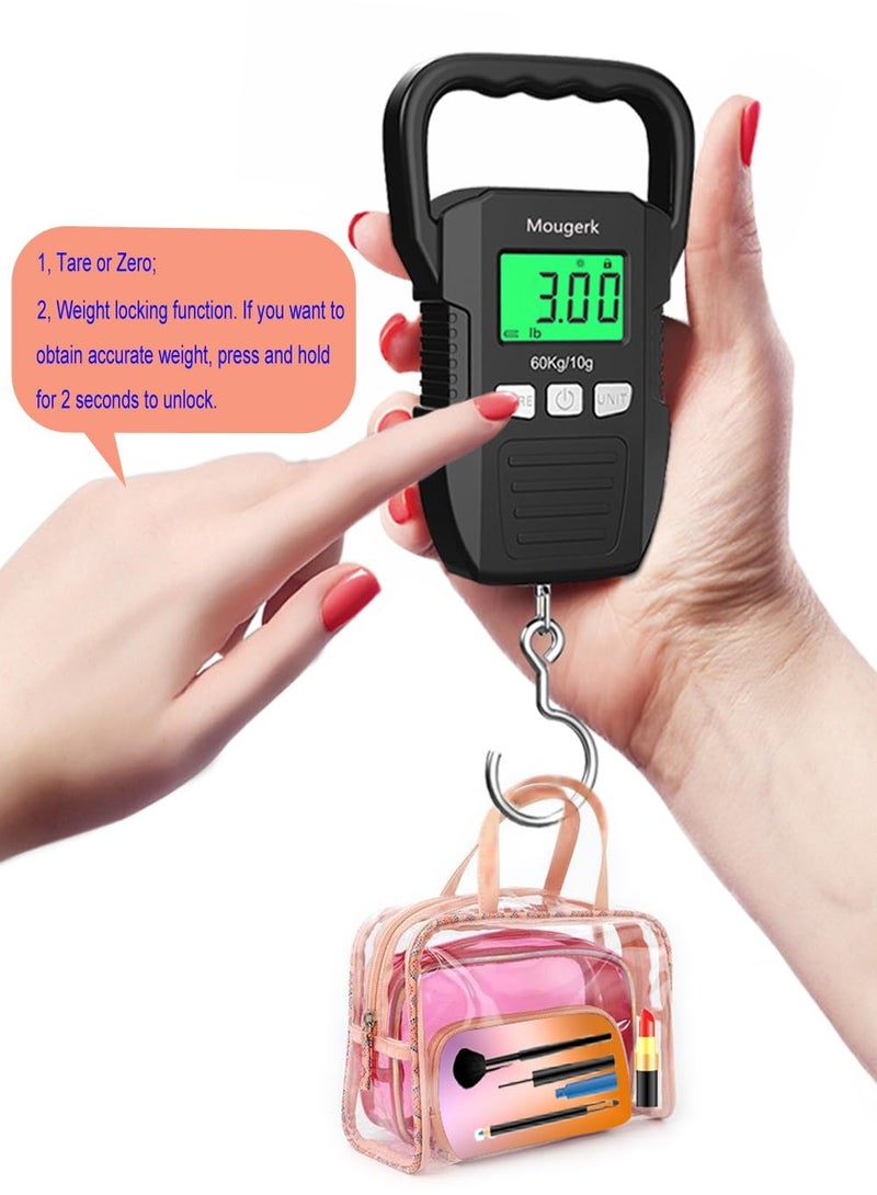 SYOSI Digital Luggage Weight Scale 132lb 60kg Hanging Scales Fish Scale 2 AAA Batteries Not Included Black - Image 3