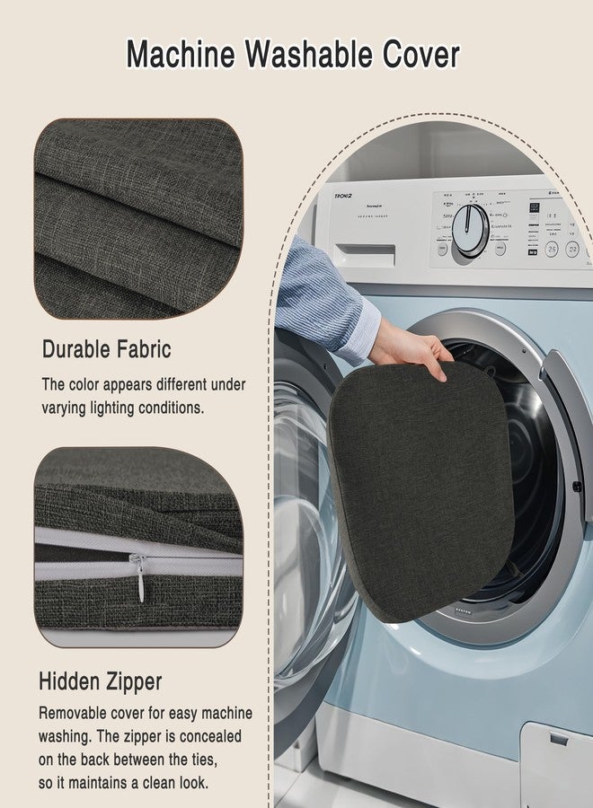 OVOV Dining Chair Cushions 1 Piece Non Slip Kitchen Chair Pads with Ties and Washable Cover D-Shaped Indoor Kitchen Seat Cushions for Dining Room 16"x16"x2" (Dark Grey) - Image 4