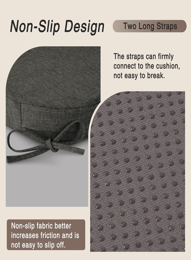 OVOV Dining Chair Cushions 1 Piece Non Slip Kitchen Chair Pads with Ties and Washable Cover D-Shaped Indoor Kitchen Seat Cushions for Dining Room 16"x16"x2" (Dark Grey) - Image 3