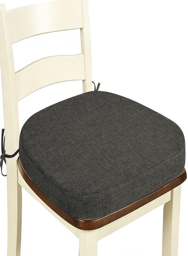 OVOV Dining Chair Cushions 1 Piece Non Slip Kitchen Chair Pads with Ties and Washable Cover D-Shaped Indoor Kitchen Seat Cushions for Dining Room 16"x16"x2" (Dark Grey) - Image 1
