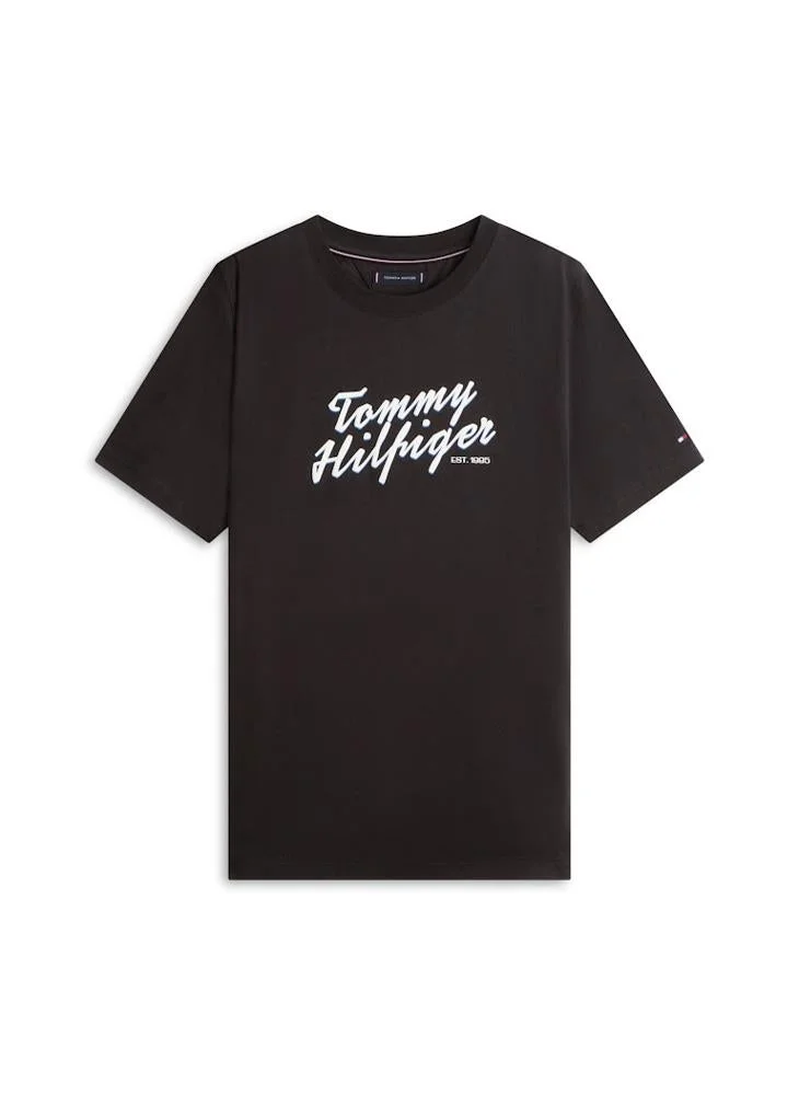 Tommy Hilfiger Black Logo Graphic Crew Neck T-Shirt for Men | Best Price UAE
