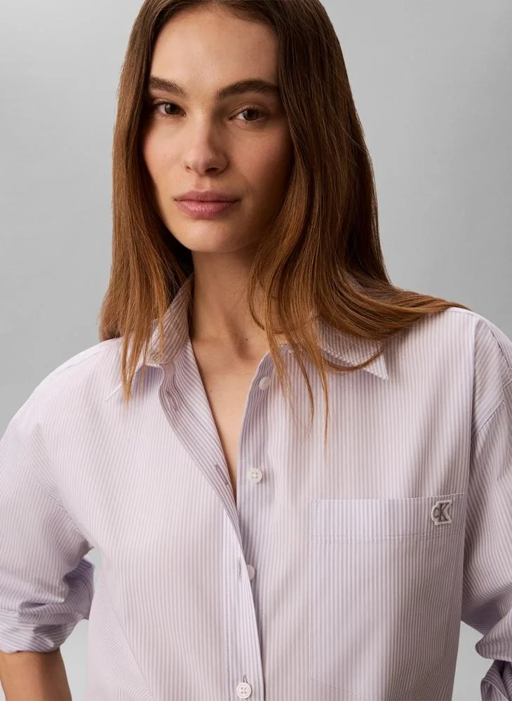 Calvin Klein Jeans  Relaxed Yarn Dyed Poplin Shirt for Women | Best Price UAE