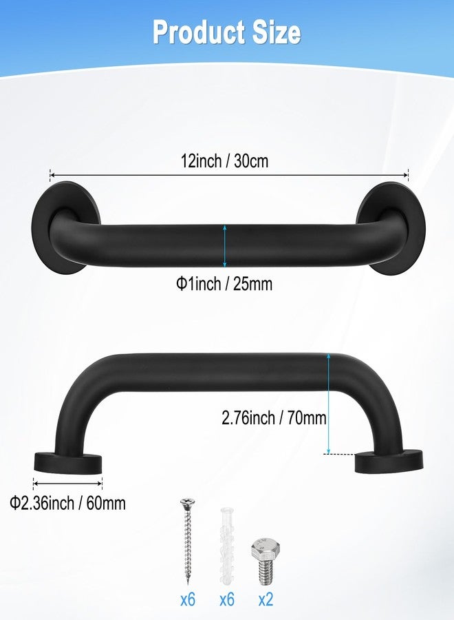 M METERXITY 1-Pack 12 Inch Anti Slip Grab Bars for Bathtubs and Showers, Stainless Steel Safety Shower Handle for Toilet/Seniors/Elderly Assist Bath Handle, Grab Bar for Bathroom [Black] - Image 4