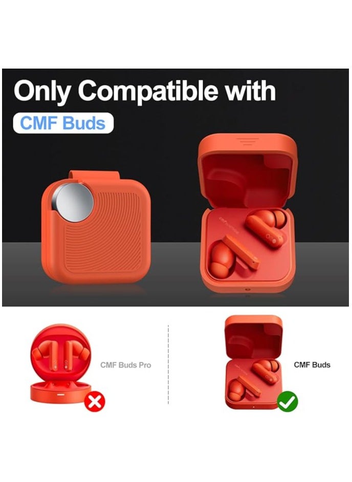 Generic Silicone Protective  Case Cover for Nothing CMF buds with Keychain Cover (Orange)  - Image 2