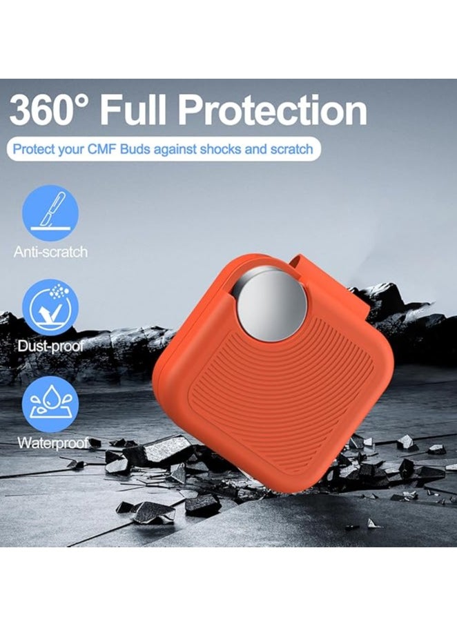 Generic Silicone Protective  Case Cover for Nothing CMF buds with Keychain Cover (Orange)  - Image 3