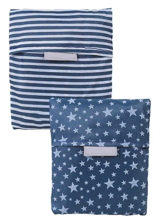 Foldable Reusable Cloth Tote Bags for Shopping & Groceries - Eco-Friendly, Water Resistant, Lightweight, Large - 2 Pack (Stripes & Stars) - Image 1