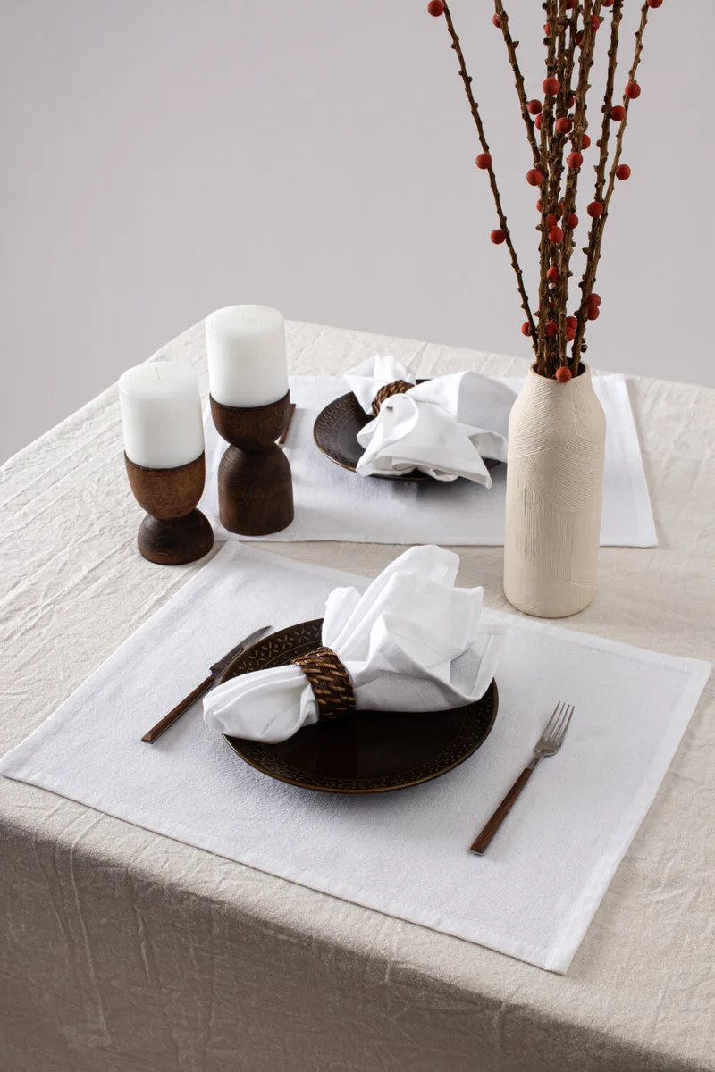 Wellstil 2-Piece Premium Linen White Placemat 35 x 45 Cm