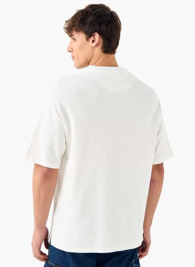 Lee Cooper Lee Cooper Striped Oversized T-shirt with Short Sleeves and Pocket