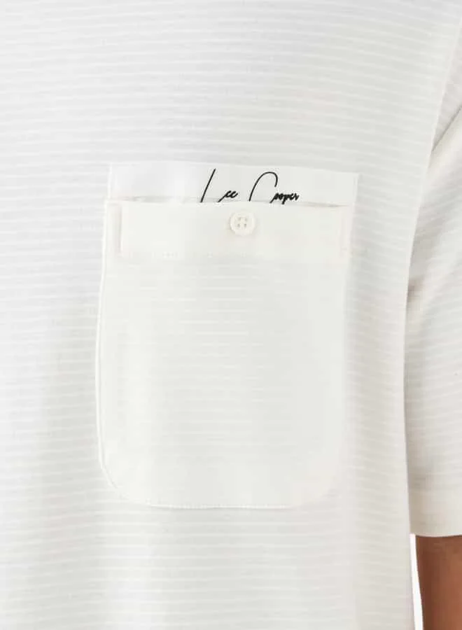 Lee Cooper Lee Cooper Striped Oversized T-shirt with Short Sleeves and Pocket