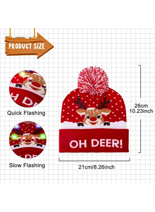 MGparty MGparty 4 Pack Christmas Hat Xmas LED Light Up Beanie Knit Hats Winter Snow Hats Cap Christmas Party Favors for Adults and Kids - Image 2