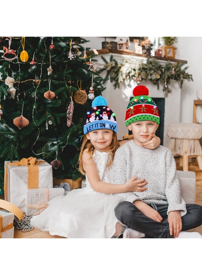 MGparty MGparty 4 Pack Christmas Hat Xmas LED Light Up Beanie Knit Hats Winter Snow Hats Cap Christmas Party Favors for Adults and Kids - Image 5