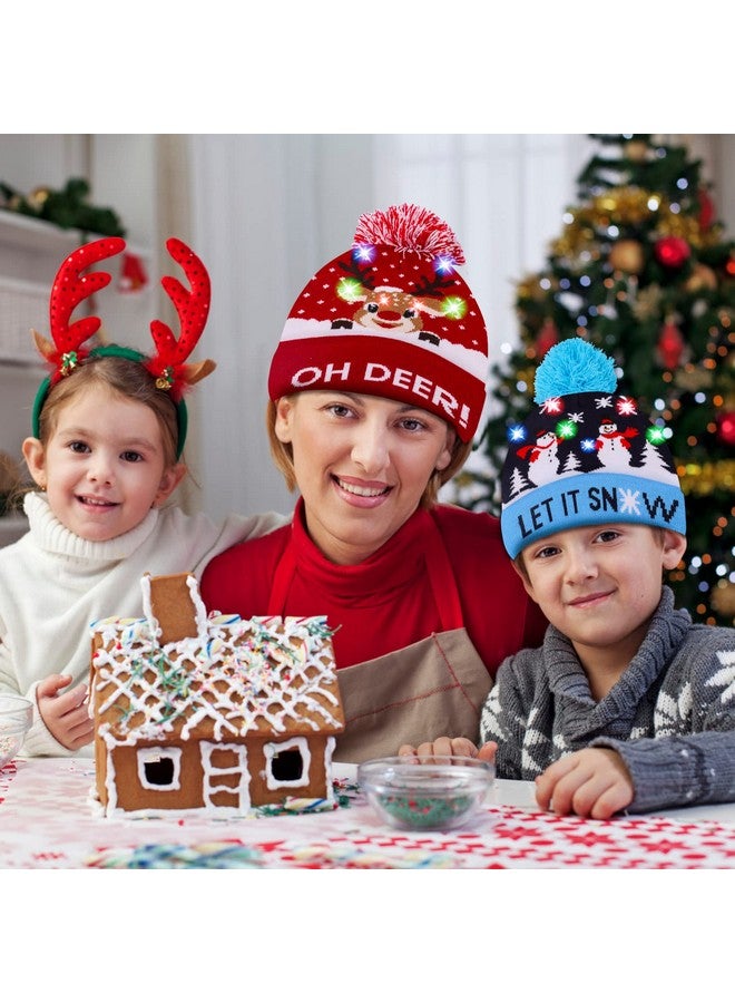 MGparty MGparty 4 Pack Christmas Hat Xmas LED Light Up Beanie Knit Hats Winter Snow Hats Cap Christmas Party Favors for Adults and Kids - Image 4