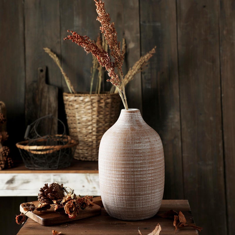 ALMA 9 in Narrow Mouth Terracotta Colored Ceramic Vase for Pampas Grass|Rustic Vase for Modern Farmhouse|Boho Vase for Coffee Table Decor  Entryway Table  Bookshelf  Mantel Decor - Image 2