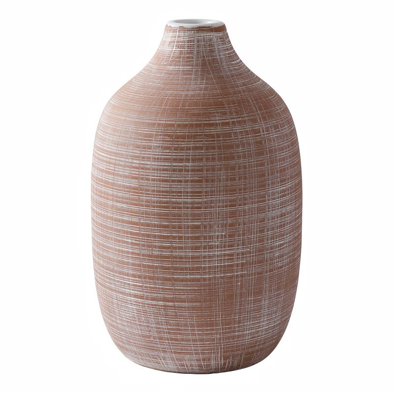 ALMA 9 in Narrow Mouth Terracotta Colored Ceramic Vase for Pampas Grass|Rustic Vase for Modern Farmhouse|Boho Vase for Coffee Table Decor  Entryway Table  Bookshelf  Mantel Decor - Image 1