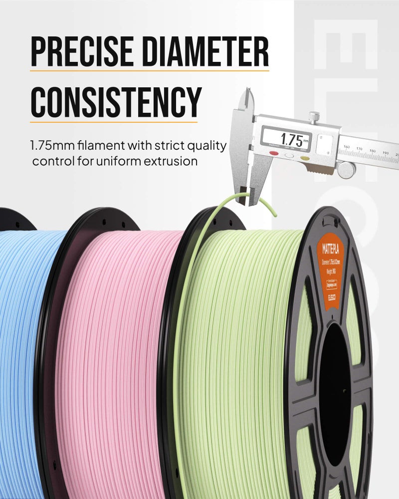 ELEGOO Matte PLA Filament 1.75mm Mint Green 1KG, 3D Printer Filament High Precision, 1kg Spool (2.2lbs) Fits for Most FDM 3D Printers - Image 3