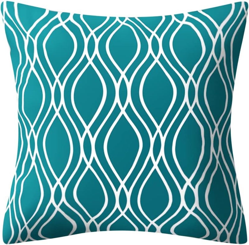 Drmstow Set of 4 Teal Blue Pillow Covers 18x18 Inch Turquoise Decorative Throw Pillow Covers Cushion Case for Sofa Couch Outdoor Patio Furniture Home Farmhouse Decor - Image 5