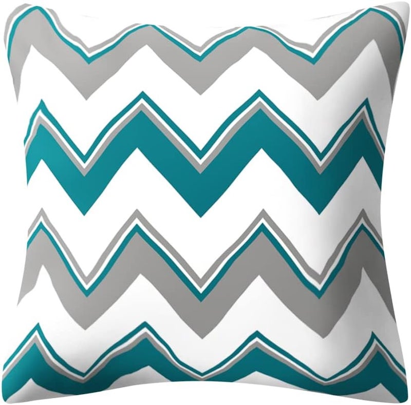 Drmstow Set of 4 Teal Blue Pillow Covers 18x18 Inch Turquoise Decorative Throw Pillow Covers Cushion Case for Sofa Couch Outdoor Patio Furniture Home Farmhouse Decor - Image 4