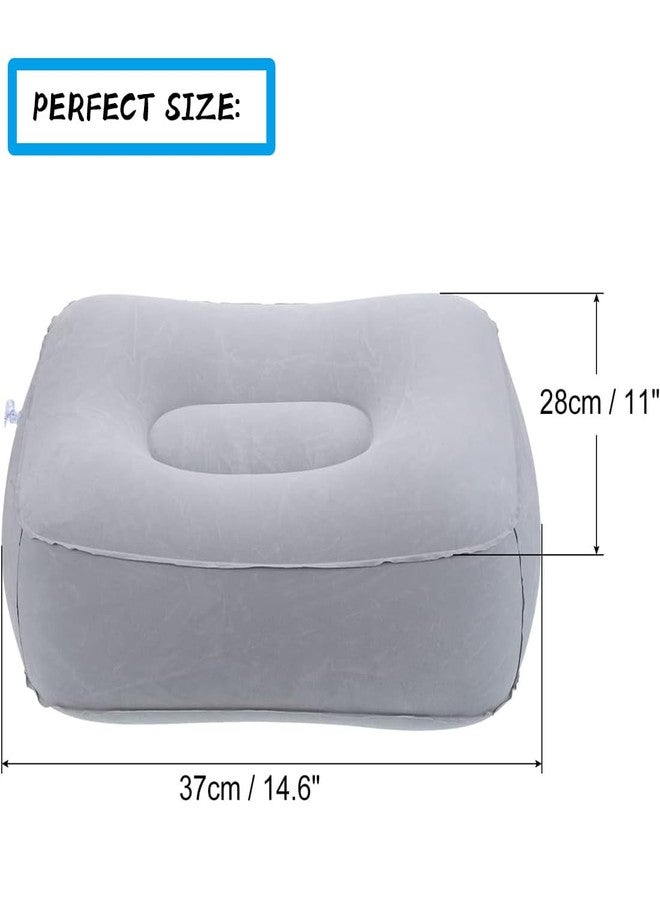 Coldcool Travel Foot Rest Pillow, Soft Flocking Pillow, Flights Relax Cushion Ottomans Leg Up with Air Pump for Office, Home Relax, Camping and Travel Use (Gray) - Image 2