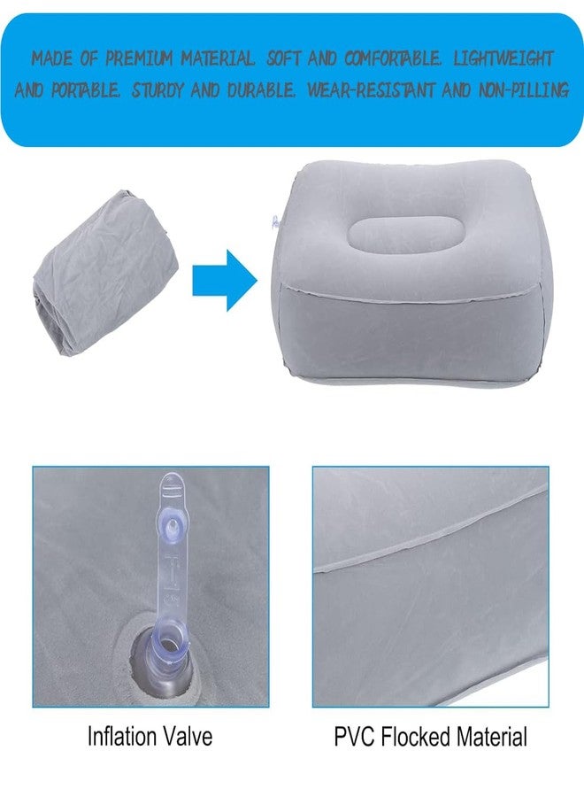 Coldcool Travel Foot Rest Pillow, Soft Flocking Pillow, Flights Relax Cushion Ottomans Leg Up with Air Pump for Office, Home Relax, Camping and Travel Use (Gray) - Image 3