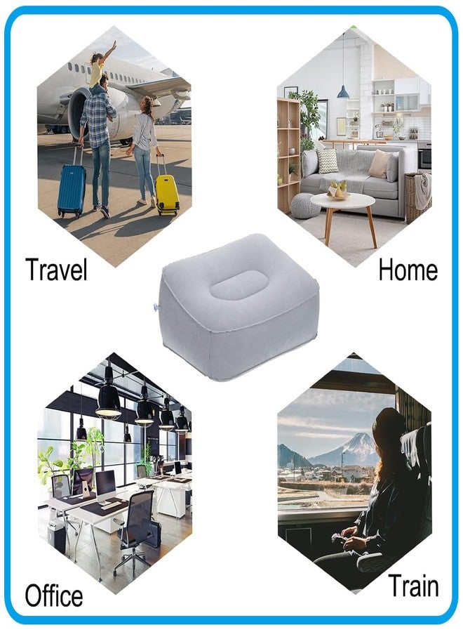 Coldcool Travel Foot Rest Pillow, Soft Flocking Pillow, Flights Relax Cushion Ottomans Leg Up with Air Pump for Office, Home Relax, Camping and Travel Use (Gray) - Image 4