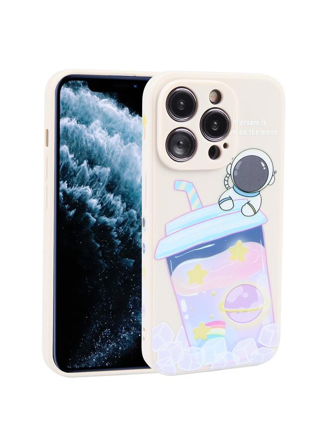 Zaboon Case For iPhone 11 Pro Max Milk Tea Astronaut Pattern Liquid Silicone Phone Case - Image 1