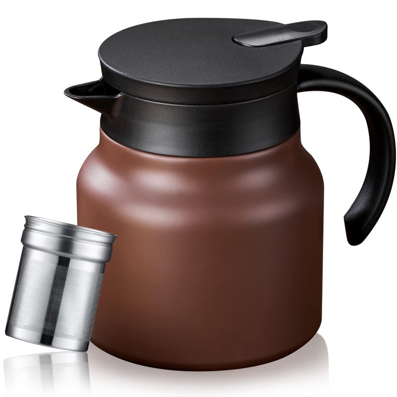 PARACITY Thermal Coffee CarafeTea Pot with Ceramic Liner 27 OZ Small Coffee Thermo Travel with Removable Stainless Steel Filter for Hot Drinks Double Wall Insulated Coffee Pitcher