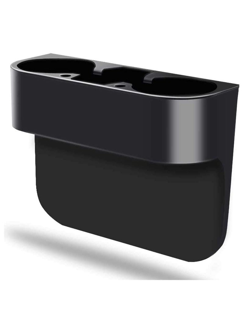 Generic Car Seat Gap Organizer Storage Box Cup Holder Car Console Side Pockets PU Leather Cellphones Key Cards Sunglasses Small Items Car Interior Accessories ( Left, Black) 